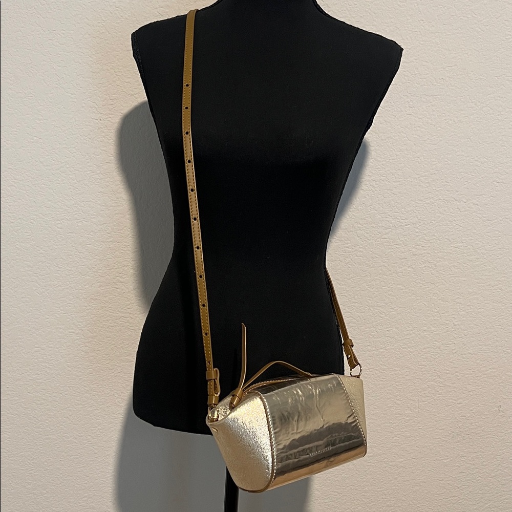 Ulla Johnson Metallic Gold Leather Mini Crossbody Bag | Made in Italy